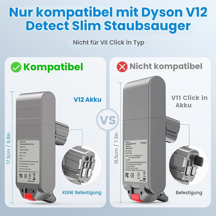 Ersatzakku für V12 Staubsauger 3900 mAh - 34% Rabatt