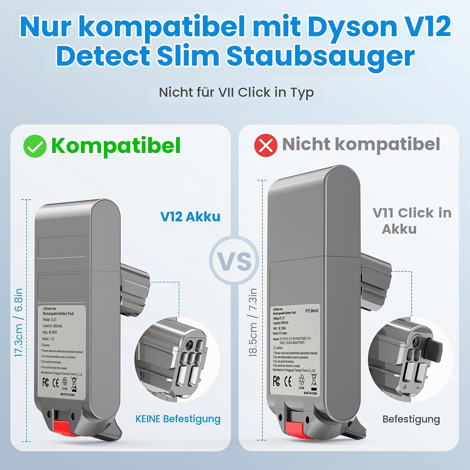 Ersatzakku für V12 Staubsauger 3900 mAh - 34% Rabatt