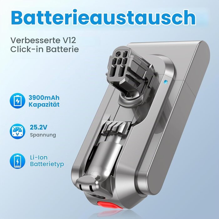 Ersatzakku für V12 Staubsauger 3900 mAh - 34% Rabatt