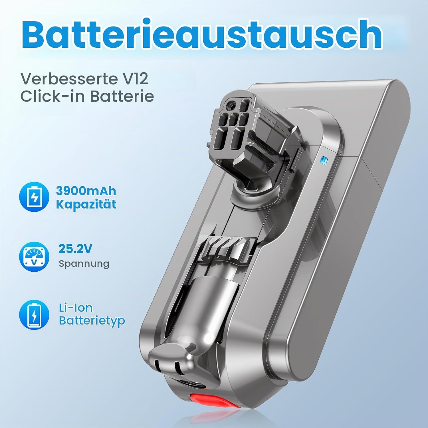 Ersatzakku für V12 Staubsauger 3900 mAh - 34% Rabatt