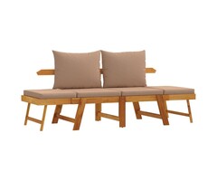 Vidaxl Gartenbank 2-in-1 aus Akazienholz, verstellbar, taupe - 52% Rabatt