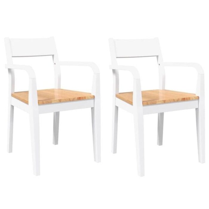 Vidaxl Esszimmerstühle 2er Set Gummibaumholz Weiß/Natur - 34% Rabatt