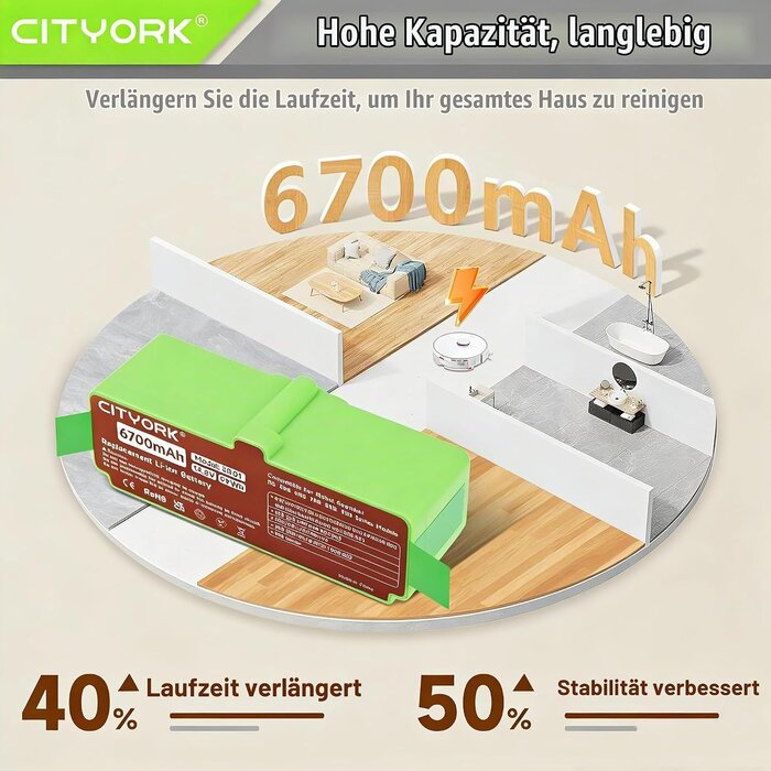 Ersatz-Akku für Saugroboter 14,8V 6700mAh - 33% Rabatt