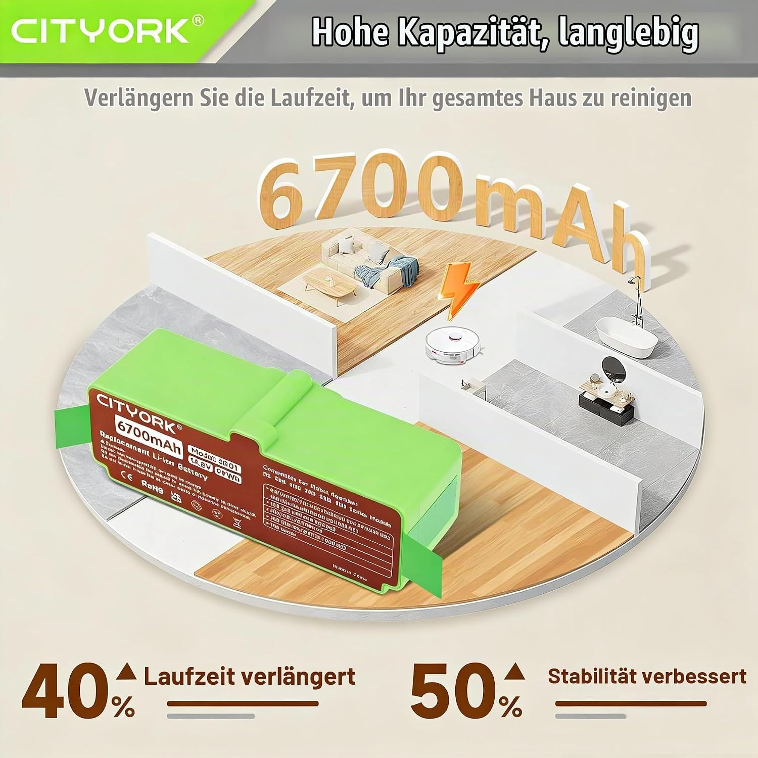 Ersatz-Akku für Saugroboter 14,8V 6700mAh - 33% Rabatt