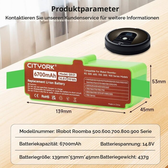 Ersatz-Akku für Saugroboter 14,8V 6700mAh - 33% Rabatt