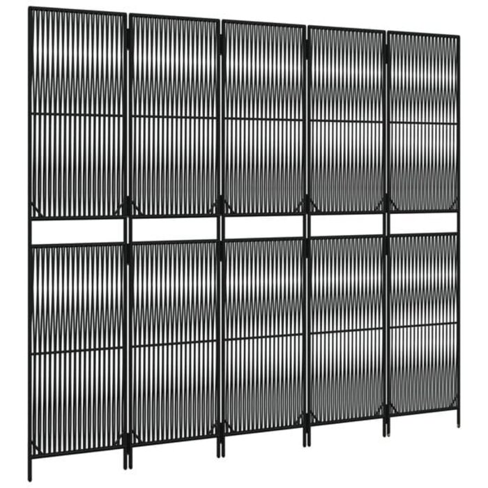 Vidaxl Raumteiler 5 Paneele Poly-Rattan Schwarz 245x200cm - 34% Rabatt