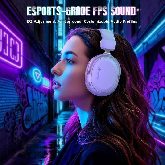 Kabelloses 7.1 Gaming-Headset, Tri-Mode, Weiß - 33% Rabatt