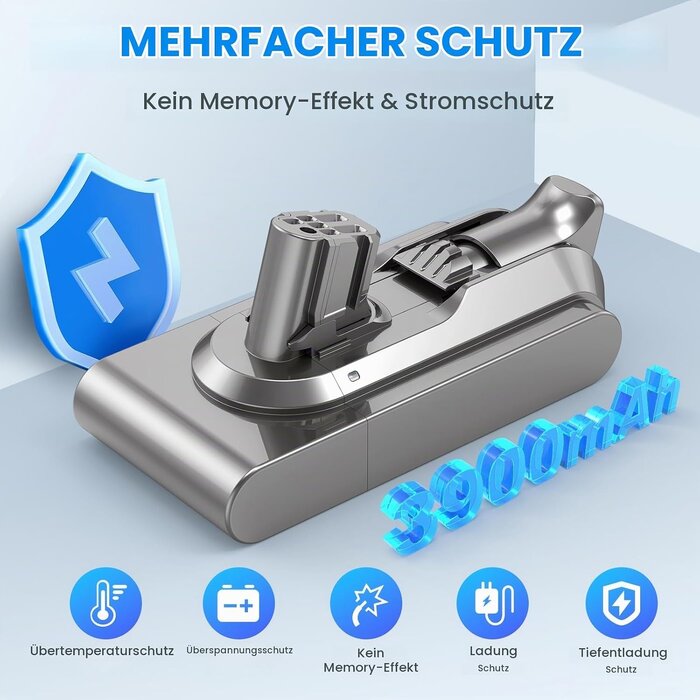 Ersatzakku für V12 Staubsauger 3900mAh 25,2V - 34% Rabatt