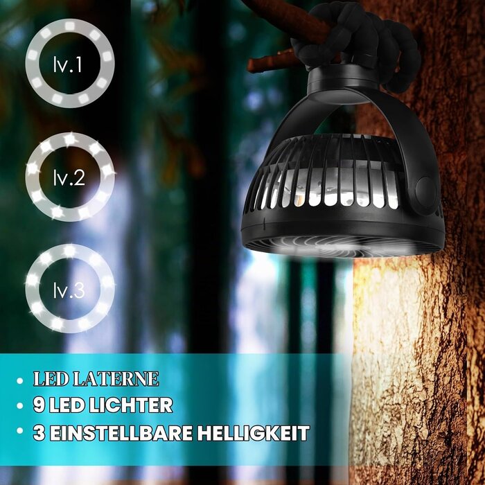 Multifunktions-Ventilator mit 10.000 mAh Akku, Fernbedienung & LED - 32% Rabatt