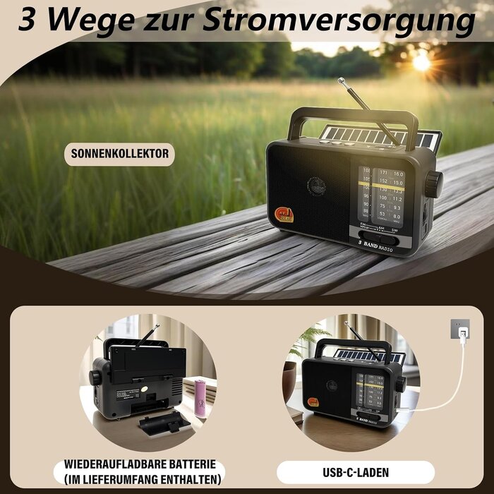 Tragbares Notfallradio mit Solar & Bluetooth - 31% Rabatt