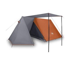 Vidaxl 3-Personen-Campingzelt wasserdicht Grau/Orange - 50% Rabatt