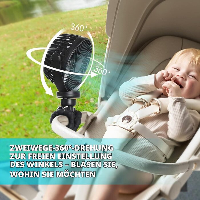 Campingventilator mit LED & Stativ - 31% Rabatt - Schwarz
