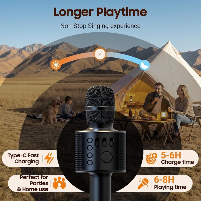 Kabelloses Karaoke-Mikrofon Bluetooth, Schwarz - 32% Rabatt