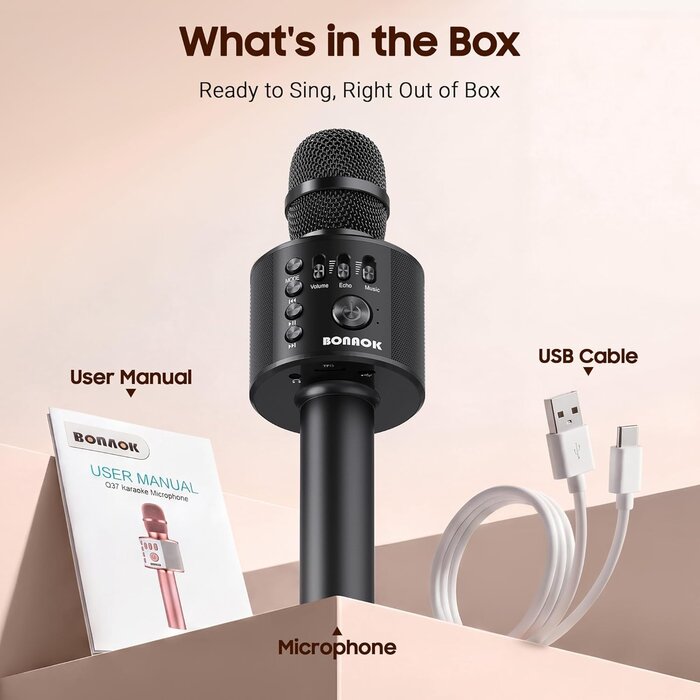 Kabelloses Karaoke-Mikrofon Bluetooth, Schwarz - 32% Rabatt