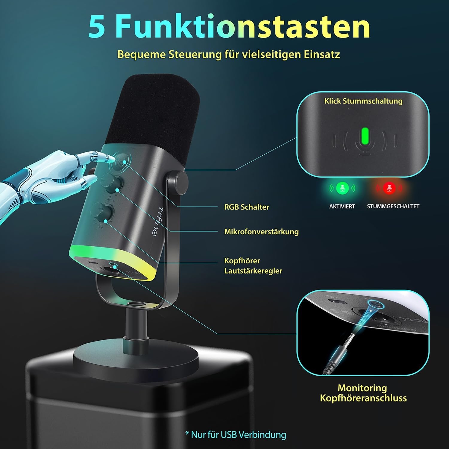 Dynamisches Gaming-Mikrofon mit RGB - 34% Rabatt auf Ausgepackt-Zustand