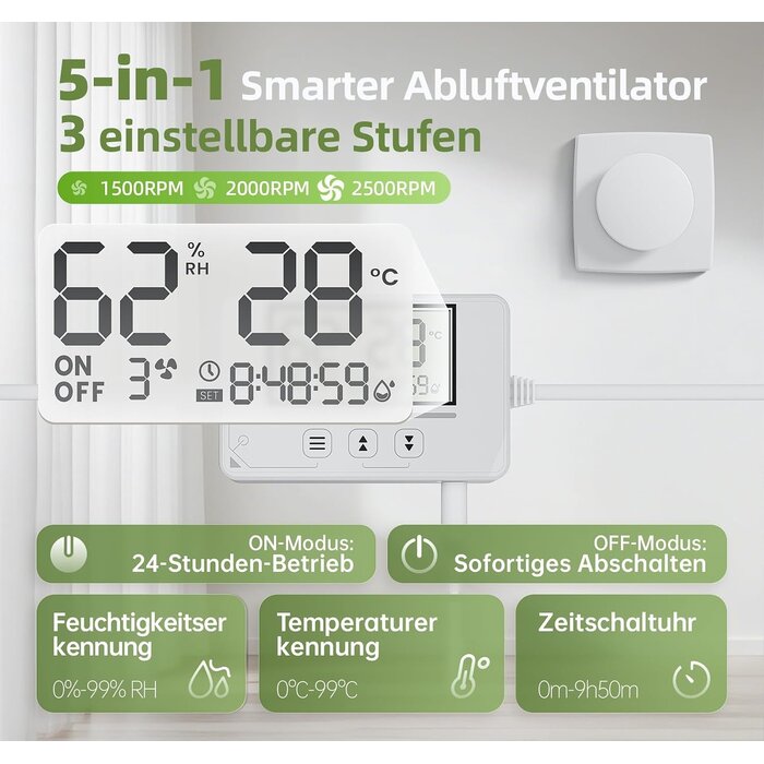 Badezimmerlüfter mit Sensor & Fernbedienung - 34% Rabatt auf Ausgepackt-Ware