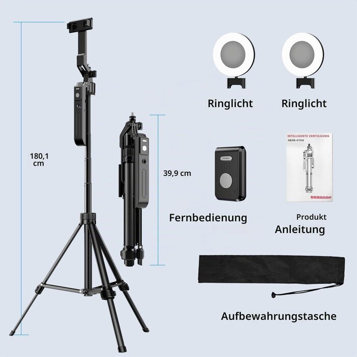 KI-Smartphone-Stativ 180 cm mit RGB-Licht - 32% Rabatt