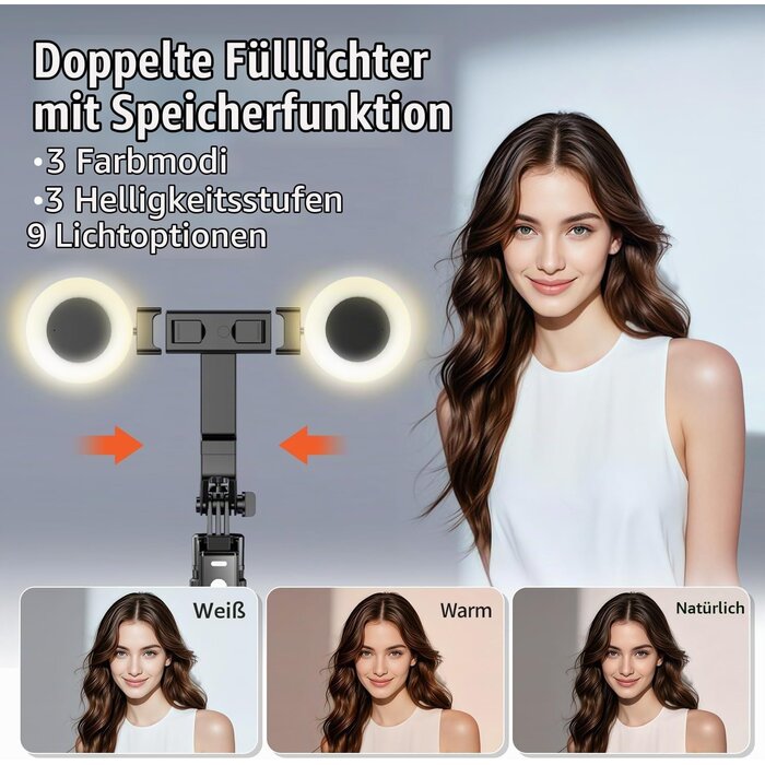 KI-Smartphone-Stativ 180 cm mit RGB-Licht - 32% Rabatt