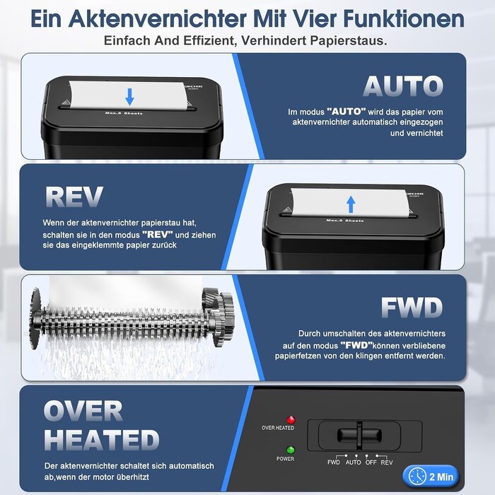 Aktenvernichter P4 für Büro & Homeoffice, 6 Blatt, 13L - 33% Rabatt