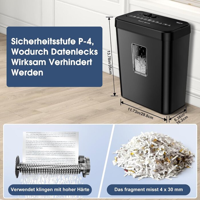Aktenvernichter P4 für Büro & Homeoffice, 6 Blatt, 13L - 33% Rabatt