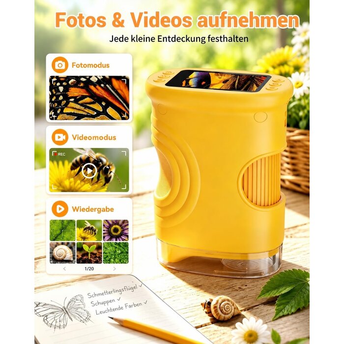 Digitales Handmikroskop für Kinder, 2 Zoll Display, 32% Rabatt