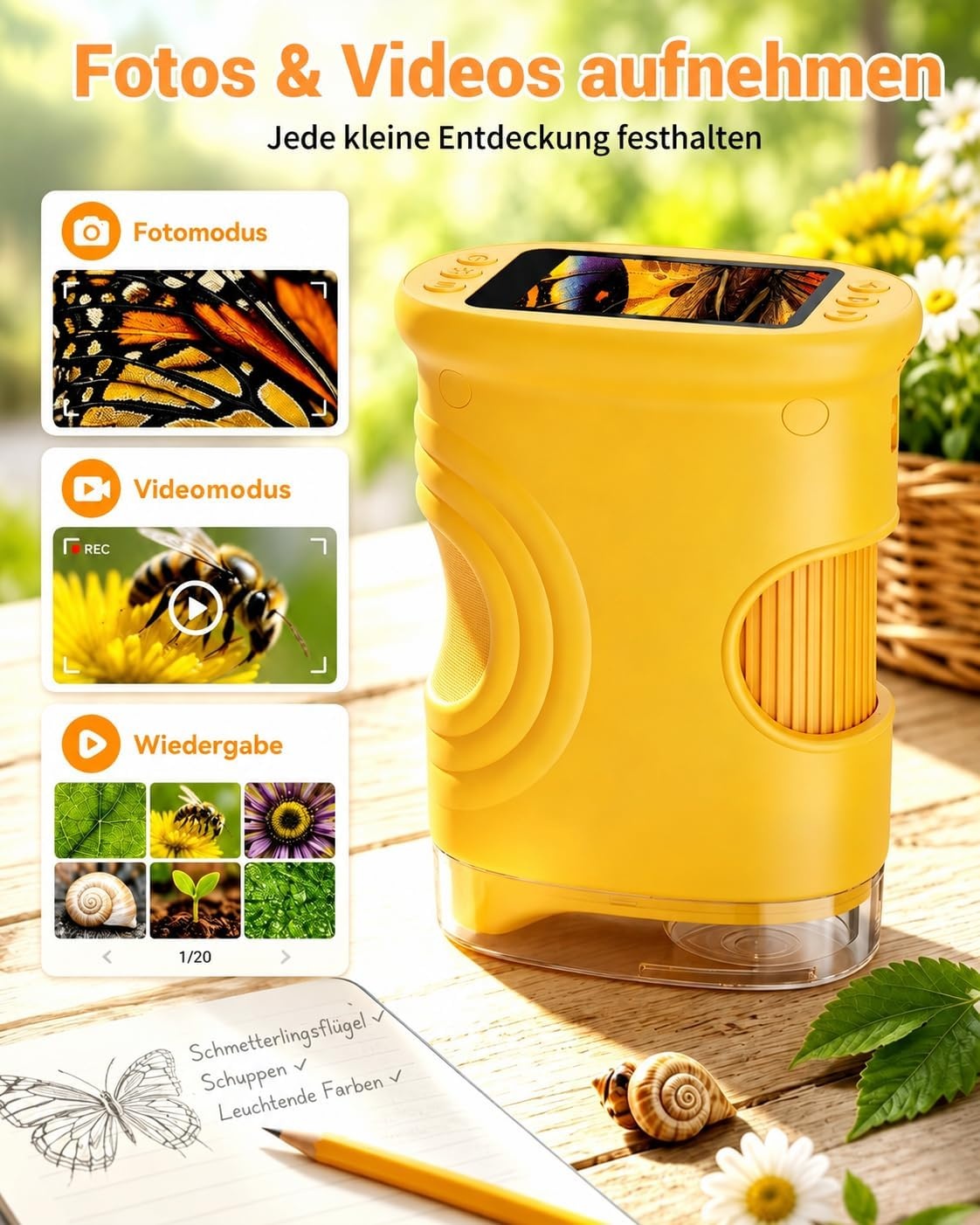 Digitales Handmikroskop für Kinder, 2 Zoll Display, 32% Rabatt