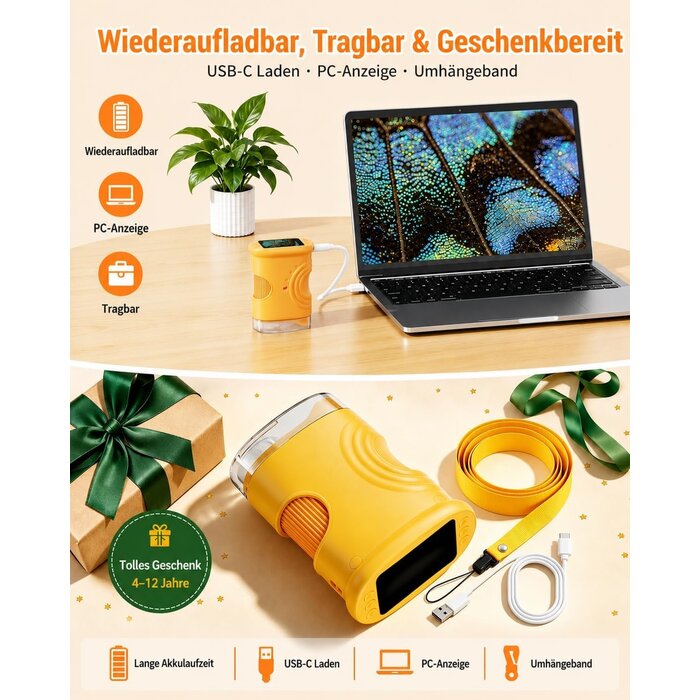 Digitales Handmikroskop für Kinder, 2 Zoll Display, 32% Rabatt