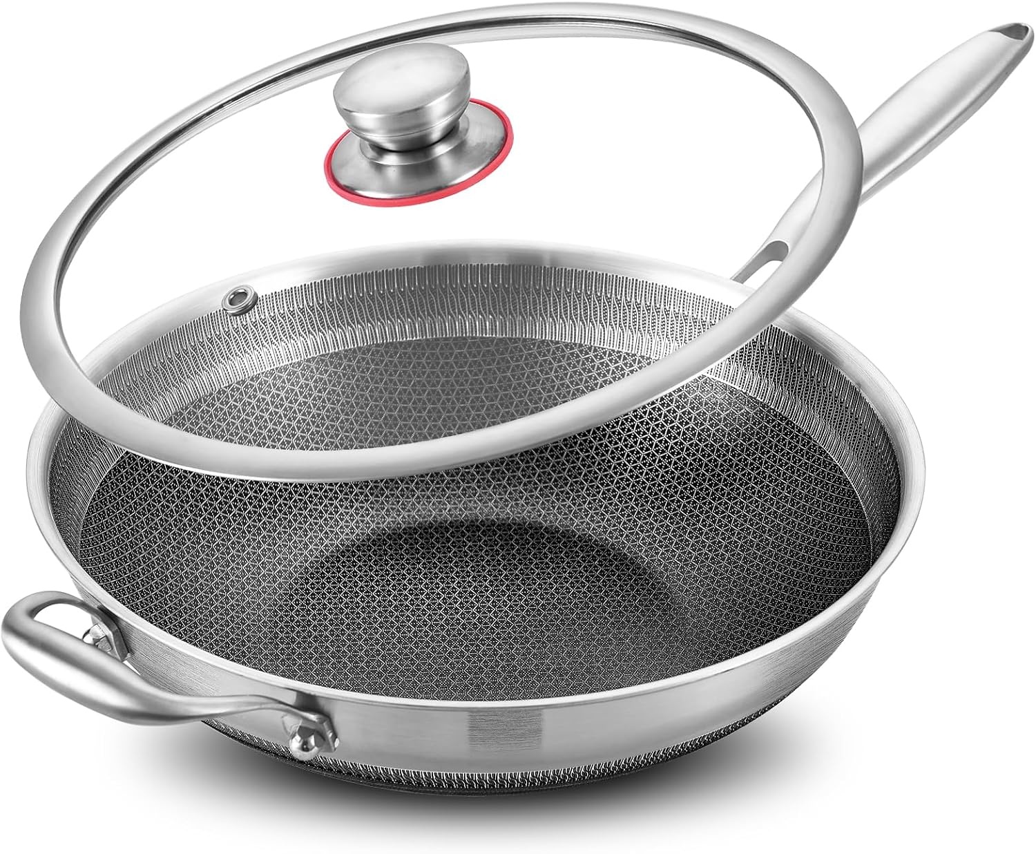 Wok-Pfanne 26 cm aus Edelstahl mit Deckel - 33% Rabatt