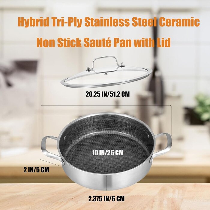 Hybrid Antihaft-Bratpfanne 26 cm, 2,5L mit Deckel - 33% Rabatt