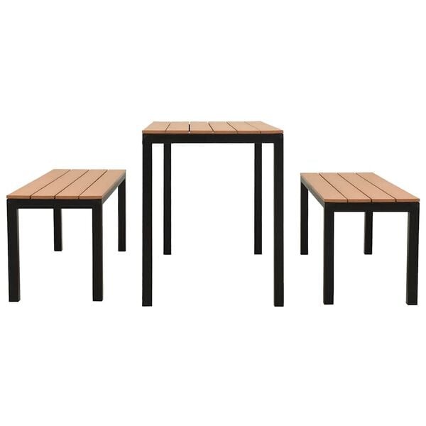 Vidaxl 3-tlg. Gartenmöbel-Set Stahl/WPC Braun Schwarz - 35% Rabatt