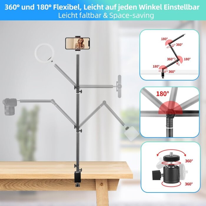 Flexibles Overhead-Tischstativ für Kamera & Licht - 32% Rabatt