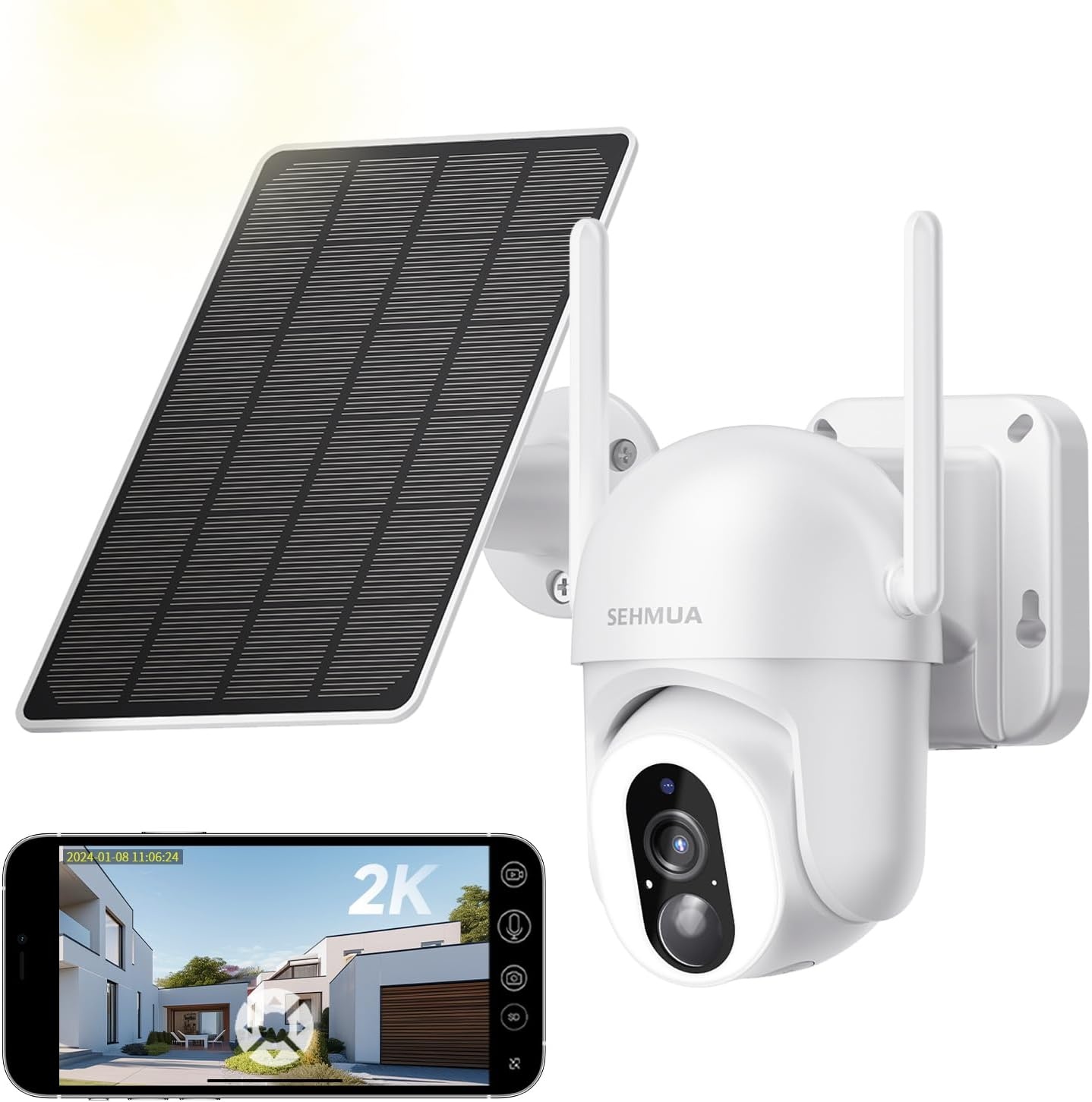 2er-Set 2K WLAN-Überwachungskameras, 360° PTZ, Solarbetrieben - 34% Rabatt