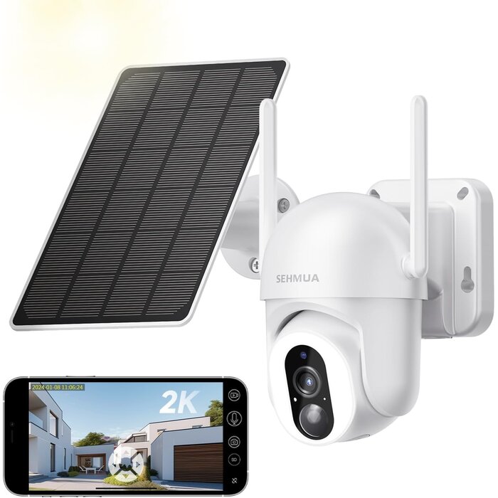 2er-Set 2K WLAN-Überwachungskameras, 360° PTZ, Solarbetrieben - 34% Rabatt