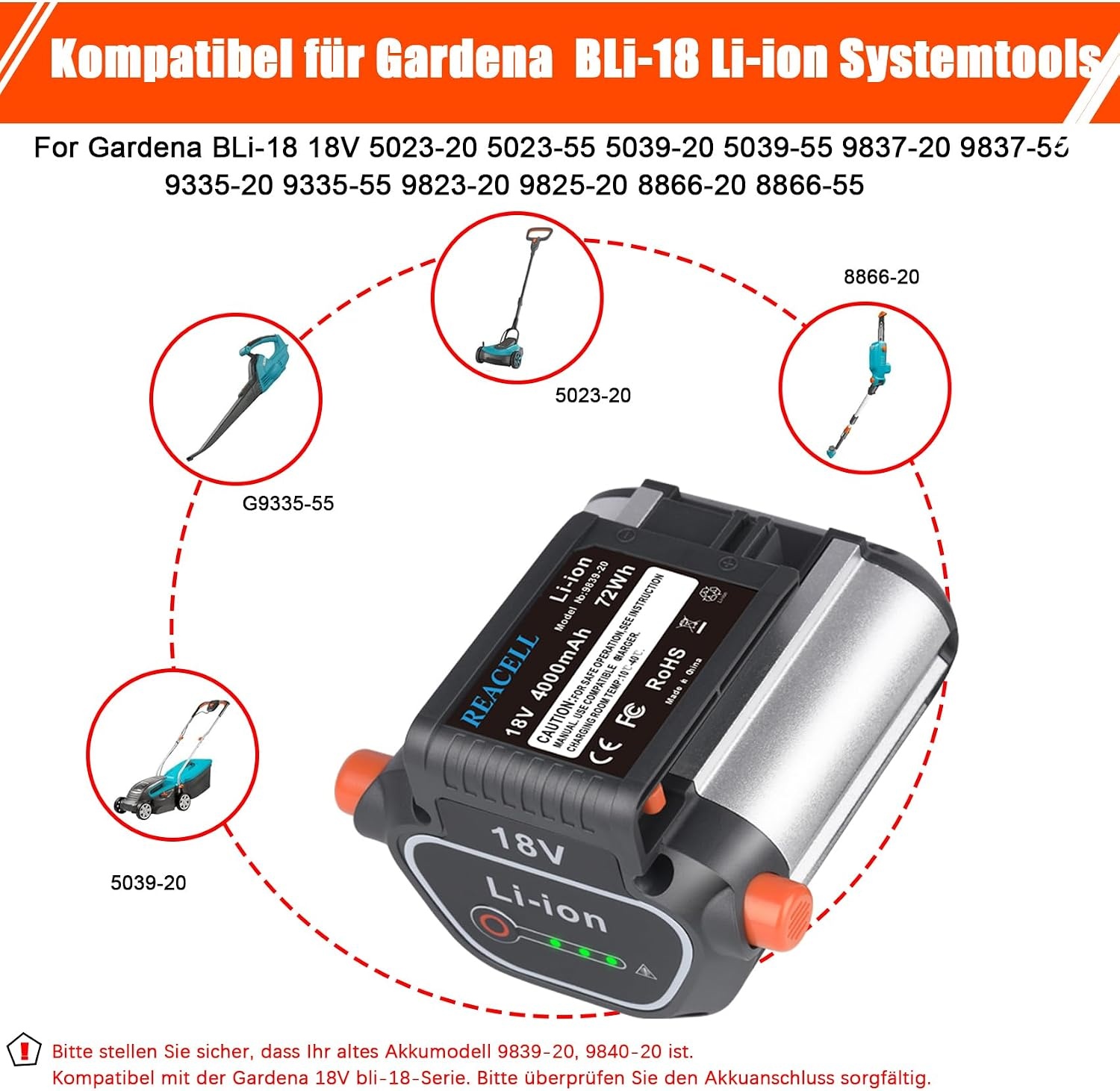 18V Ersatzakku 4000mAh für Gartengeräte - 32% Rabatt