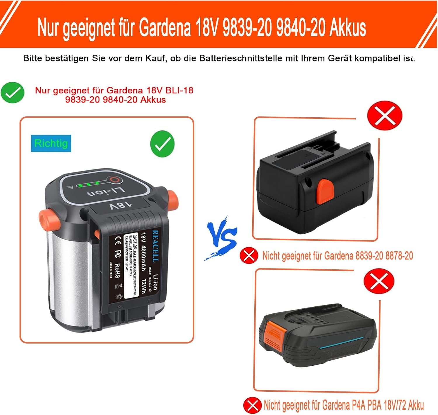 18V 4Ah Ersatzakku für Gartengeräte - 32% Rabatt bei Ausgepackt-Zustand