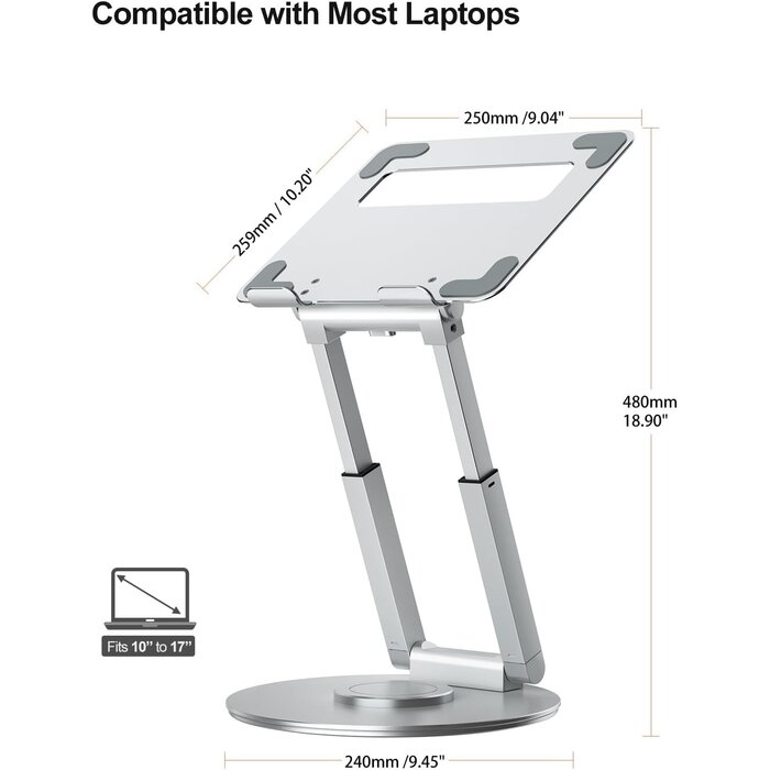 Ergonomischer Laptop-Ständer | 360° drehbar | Aluminium | 29% Rabatt