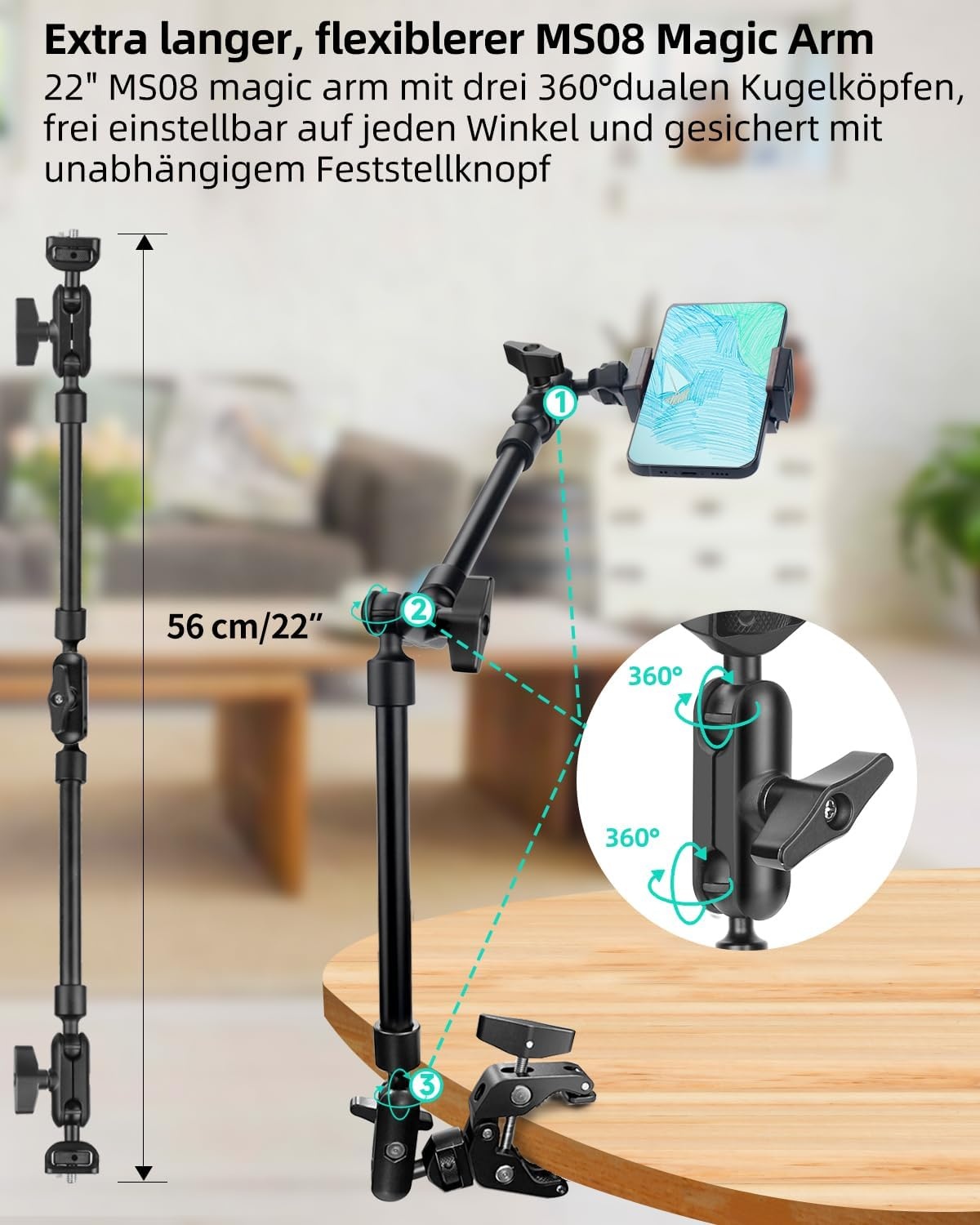 Magic Arm 56 cm mit Super-Klemme - 32% Rabatt auf Ausgepackt-Zustand