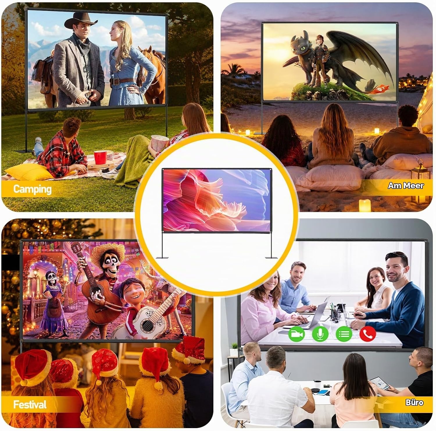 120 Zoll Beamer-Leinwand mit Stativ - 34% Rabatt - Tragbar 16:9