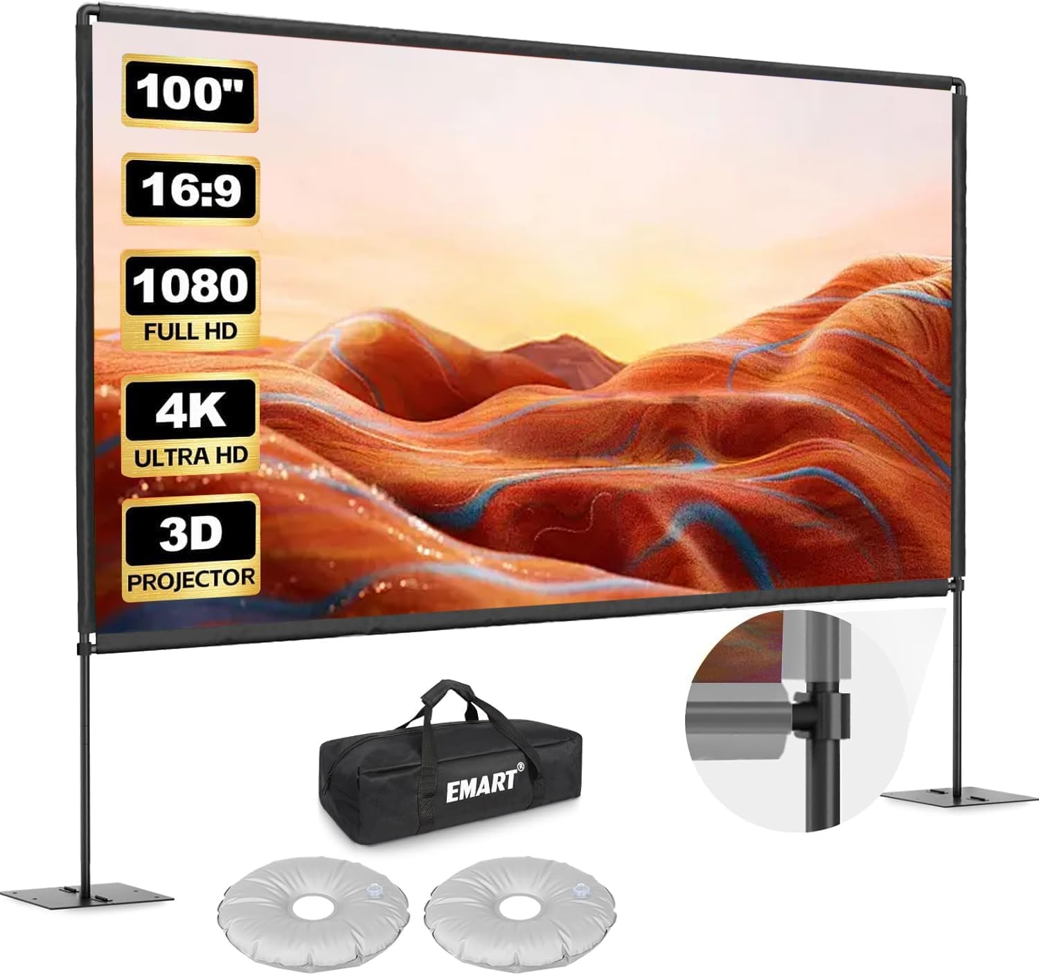 120 Zoll Beamer-Leinwand mit Stativ - 34% Rabatt - Tragbar 16:9