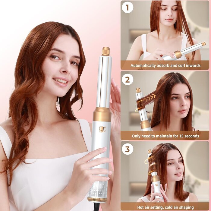 6-in-1 Warmluftbürste Haarstyler 1000W - Weiß - 33% Rabatt