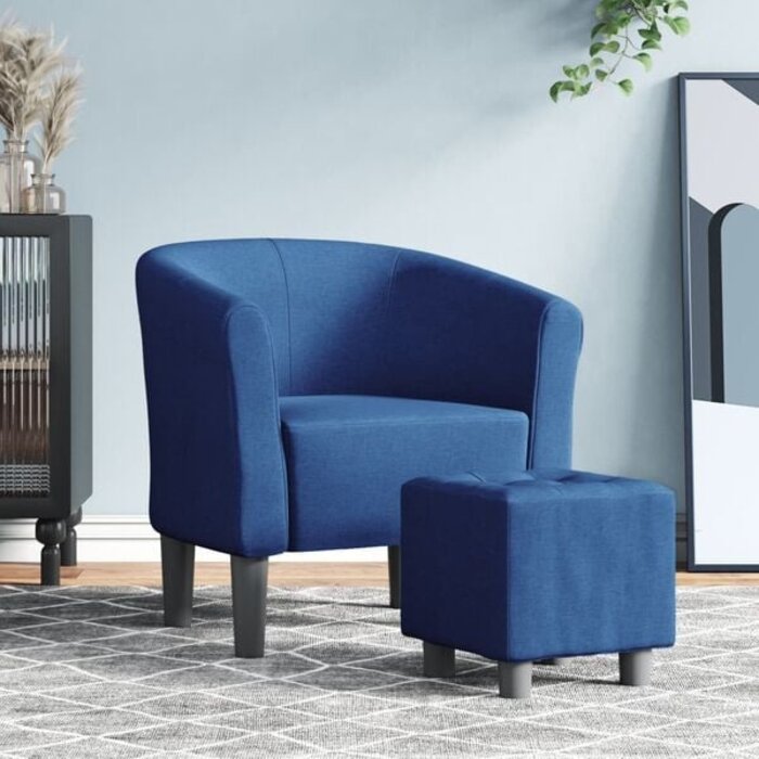 Vidaxl Moderner Schalensessel mit Fußhocker Blau - 35% Rabatt