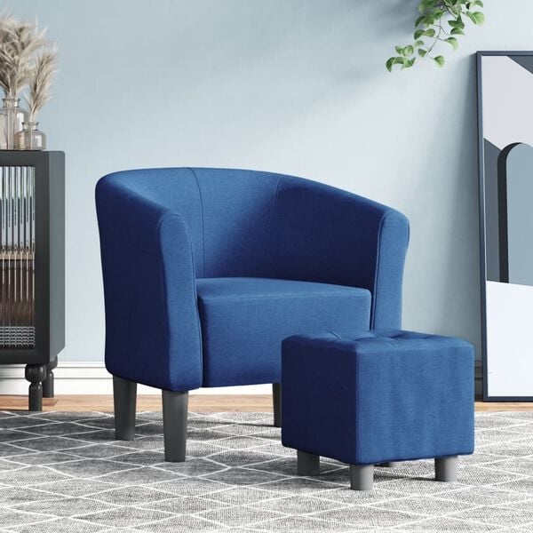 Vidaxl Moderner Schalensessel mit Fußhocker Blau - 35% Rabatt