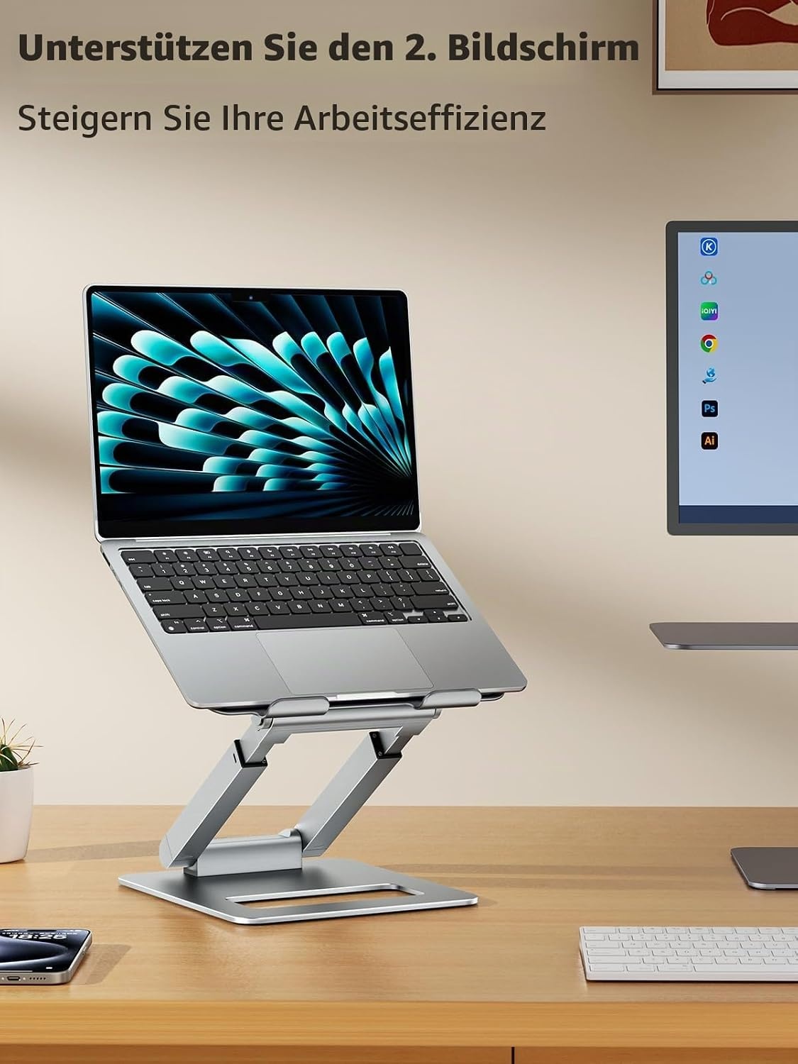 Ergonomischer Laptopständer aus Aluminium, höhenverstellbar - 33% Rabatt