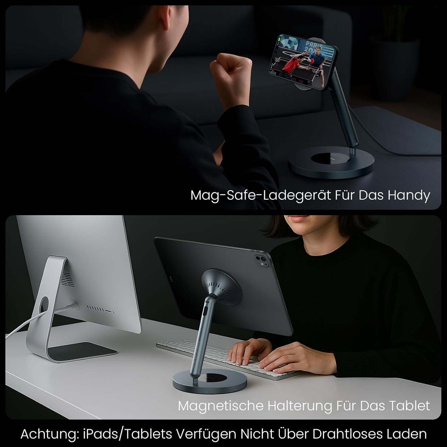 Magnetischer 2-in-1 Tablet-Ständer & MagSafe-Ladestation, Spacegrau, 29% Rabatt