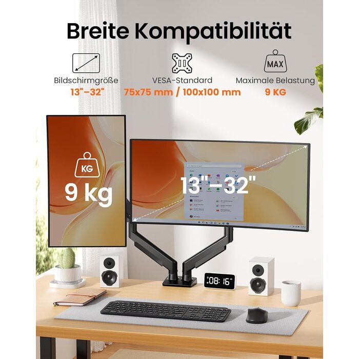 Doppel-Monitorhalterung für 13-32 Zoll Bildschirme - 33% Rabatt