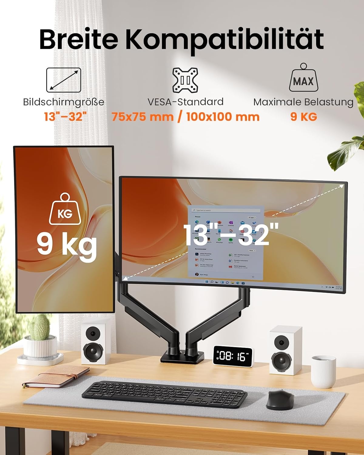 Doppel-Monitorhalterung für 13-32 Zoll Bildschirme - 33% Rabatt