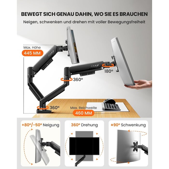 Doppel-Monitorhalterung für 13-32 Zoll Bildschirme - 33% Rabatt