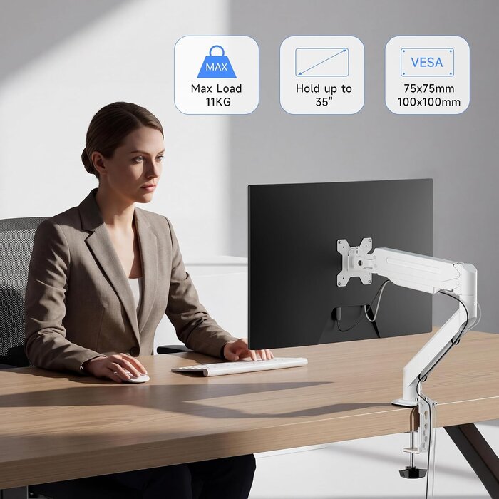 Suptek Ergonomischer Monitorarm für 17-35 Zoll Bildschirme, Weiß - 32% Rabatt