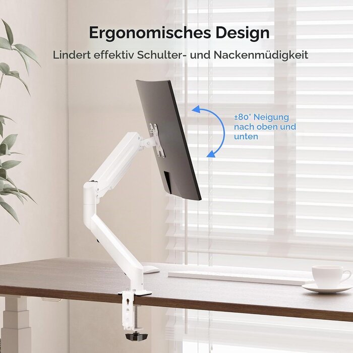 Suptek Ergonomischer Monitorarm für 17-35 Zoll Bildschirme, Weiß - 32% Rabatt
