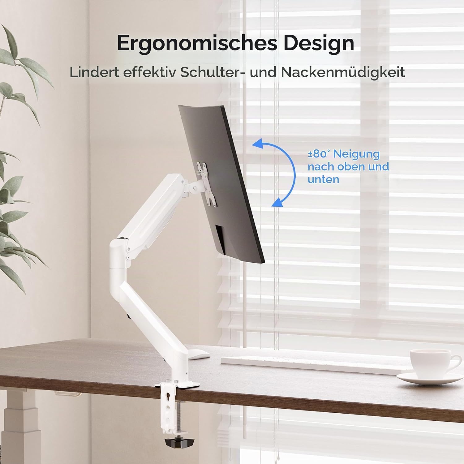 Suptek Ergonomischer Monitorarm für 17-35 Zoll Bildschirme, Weiß - 32% Rabatt